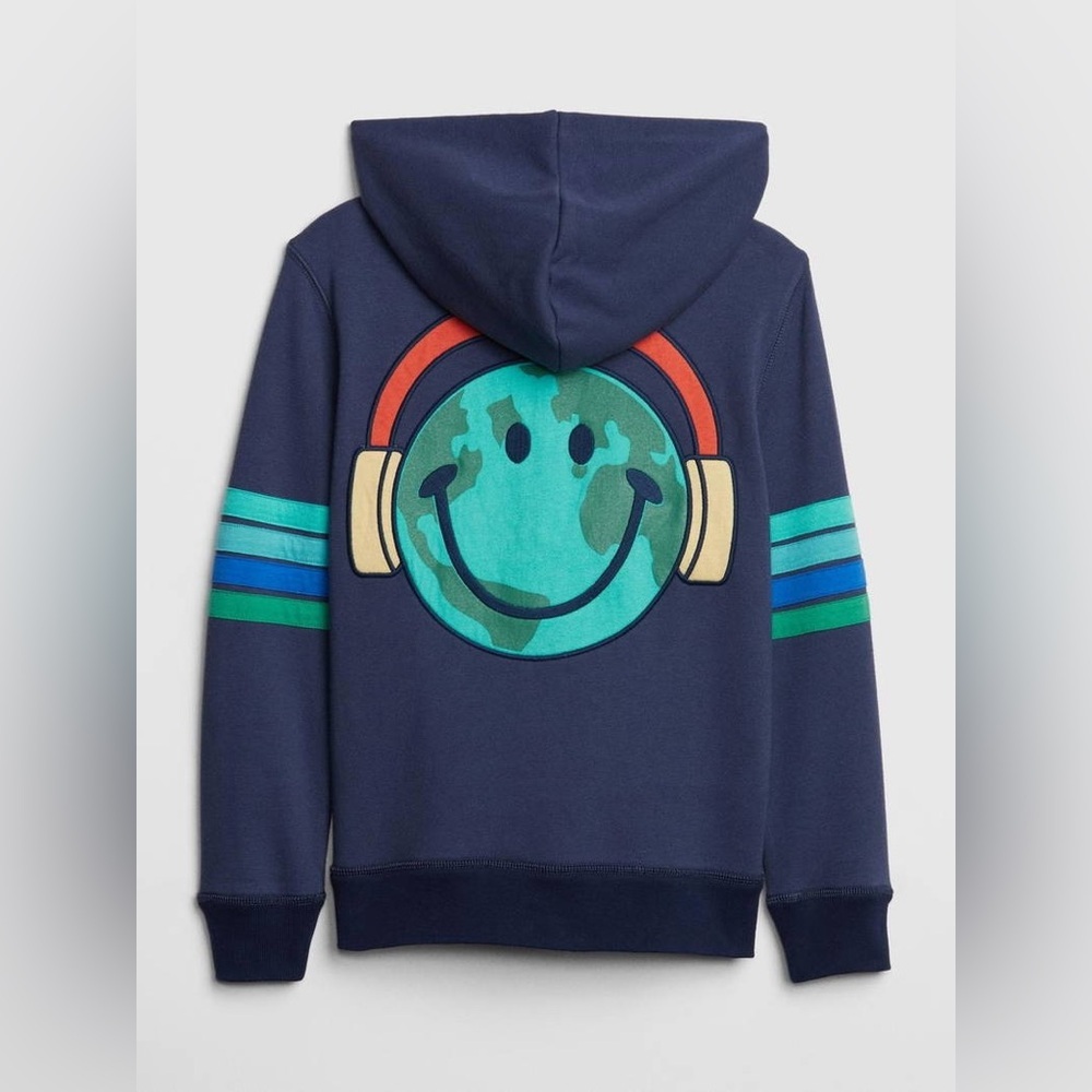 Gap Kids Earth Smiley Long Sleeve Zip Up Hoodie - Size XXL